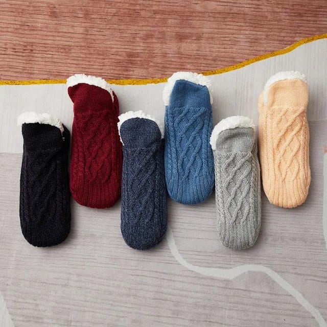 Women Mens Winter plush fleece lined short socks shoes